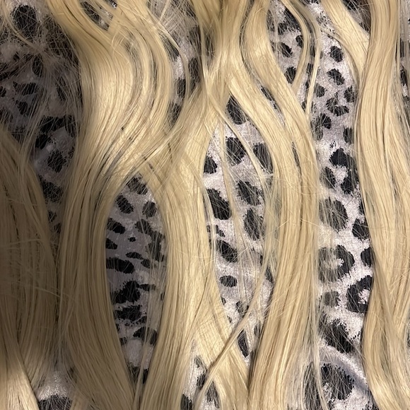 1 piece with 5 clips platinum blonde hair extensions - Picture 2 of 6